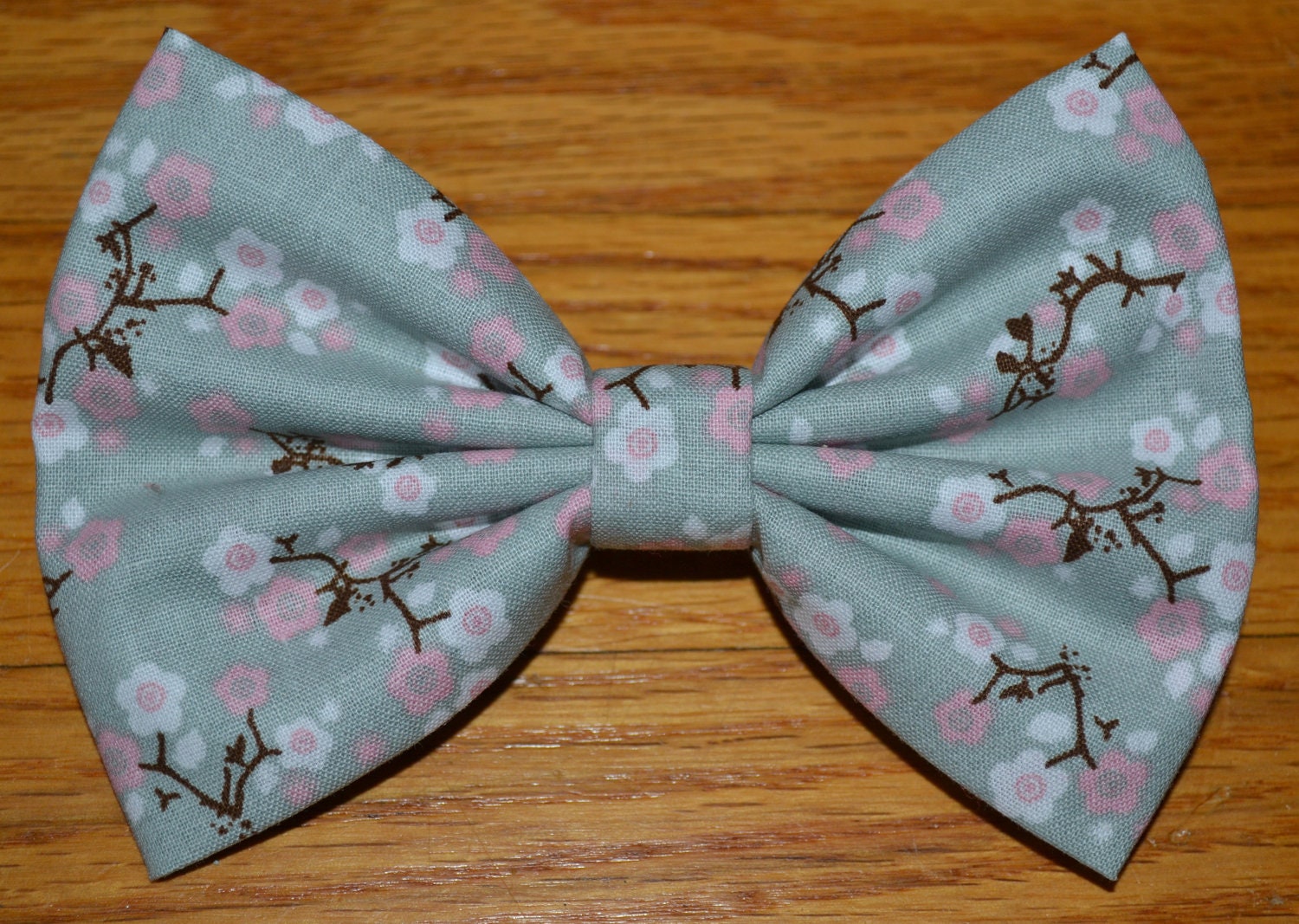 Grey and Pink Floral Hair Bow