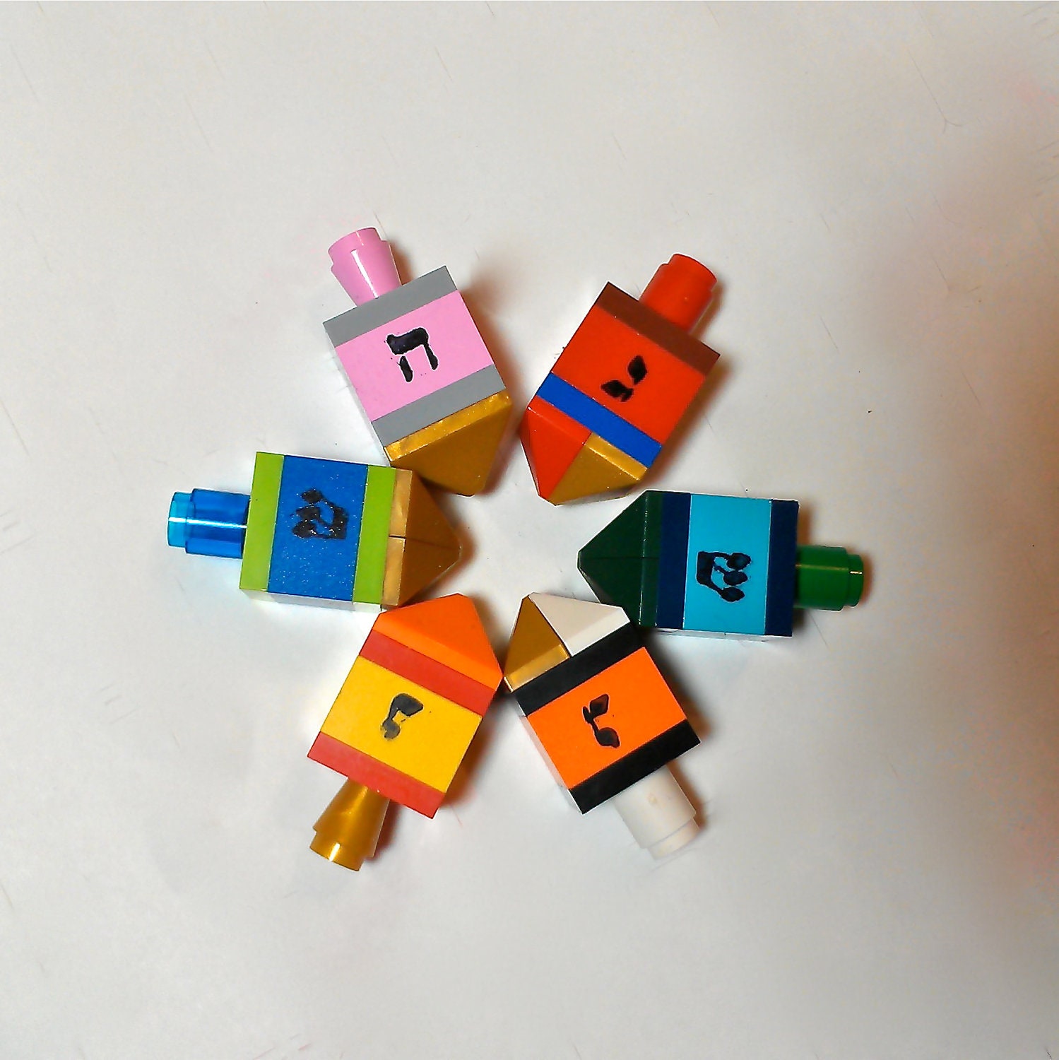 LEGO Dreidel  Set of 6 for Chanukkah - ValGlaser