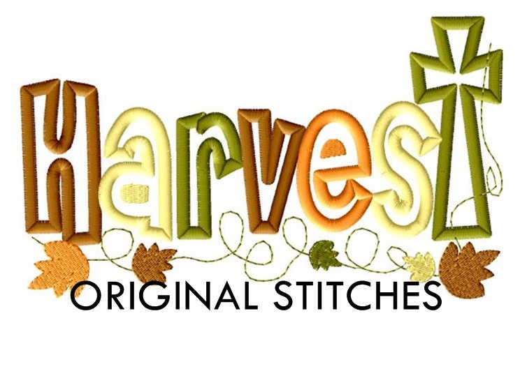 Harvest Cross Fall Thanksgiving Applique and Embroidery Digital Design File 5x7 6x10 - OriginalStitches