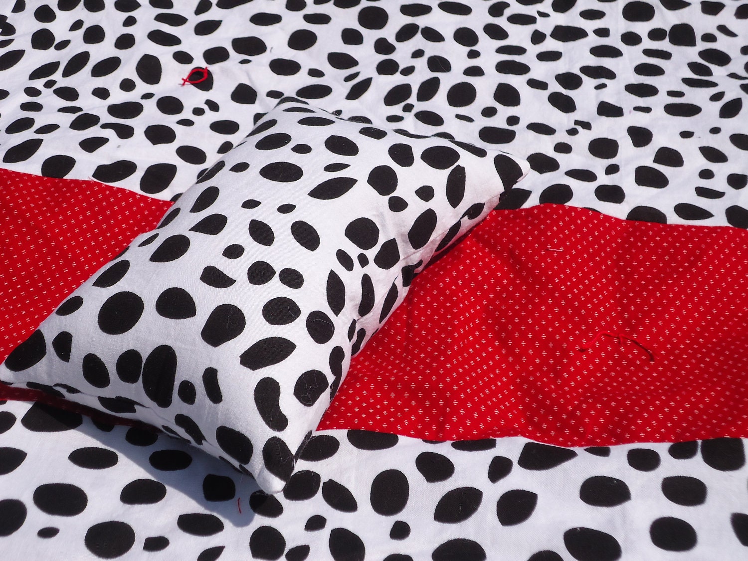 Dalmation Pillow and Blanket, Toddler Disney Blanket, Red and white pillow, black and red blanket for daycare, travel, car seat, airplane