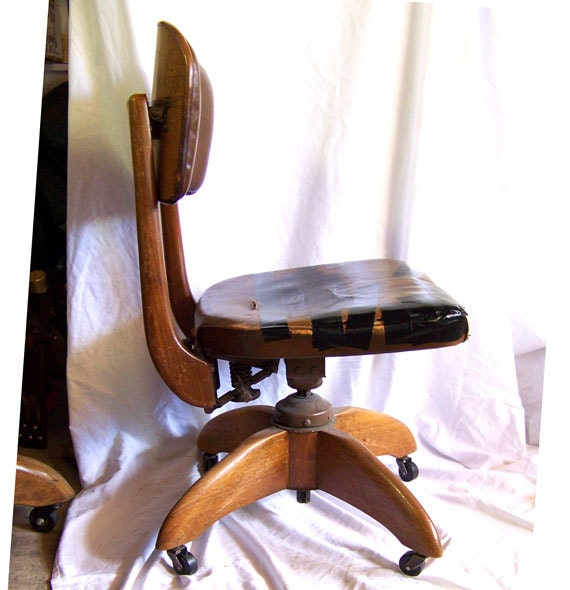 Gunlocke office chair Art Deco modernist mid century secretary desk chair walnut