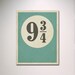 Typography Poster / Harry Potter Inspired Platform 9 3/4 with Distressed Effect 11" x 14" Print / Minimalist Wall Art
