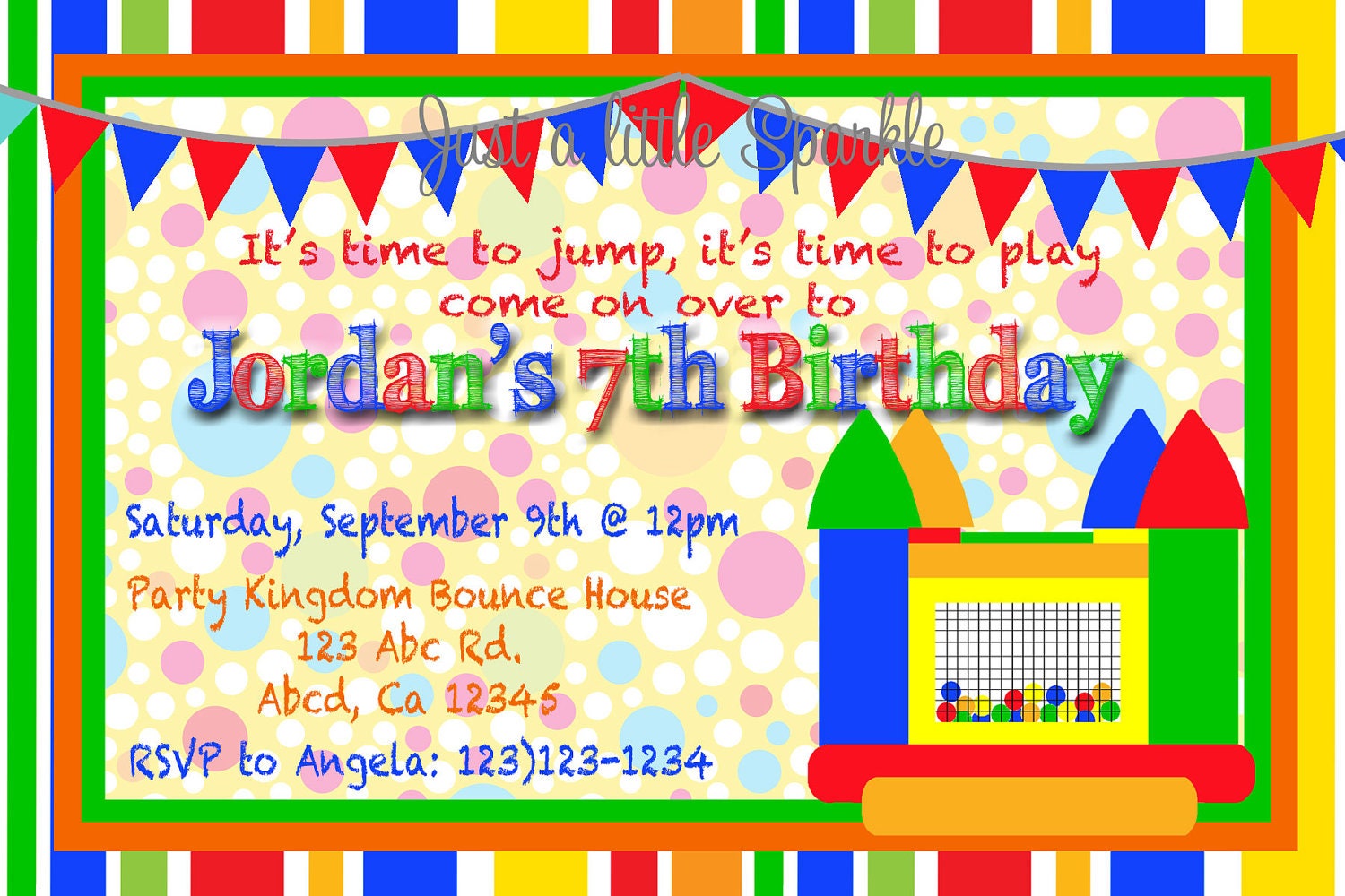 Bounce House-Invitation-DIY VERSION, kids birthday, personalized, jump house