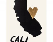 Home Is Where the Heart Is- CALIFORNIA (Gold Leaf Print)