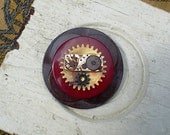 Vintage Button Pin/Brooch: Oh No, It's Mr. Bill Steampunk Watch Parts Jewelry