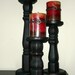 Mildly Distressed Wood Pillar Candle holders - Set of three