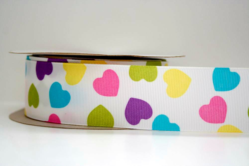 Heart Print Extra Wide 1.5in Grosgrain Ribbon - 1yd