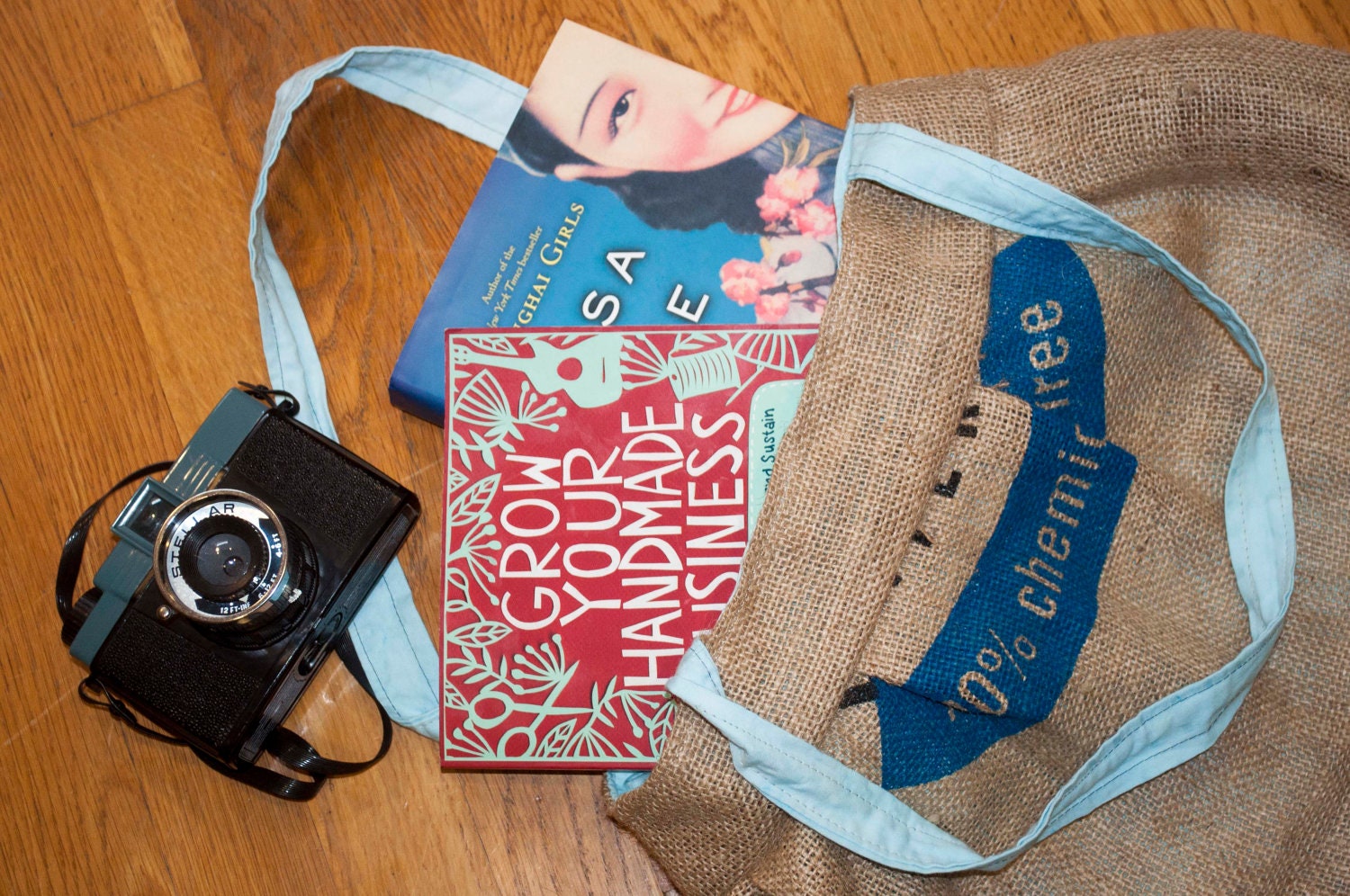Blue Burlap Market Bag, Organic