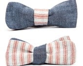 Chambray and Linen Reversible Bow Tie