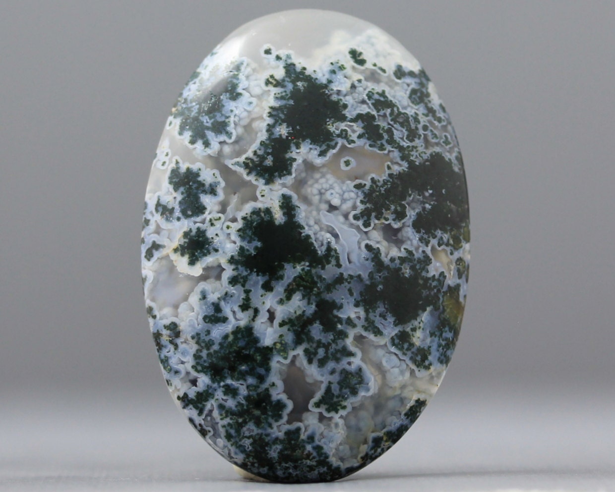 Moss Agate Oval Flat Back Polished Stone Medium by cabaddict