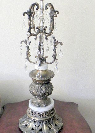 Vintage Brass and Crystal Lamp