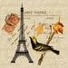 Paris Autumn Eiffel Tower Bird Digital download graphic image for Iron on fabric transfer burlap decoupage pillows tags cards No. 1727