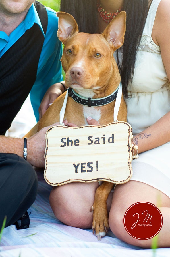 Wood Burned RUSTIC Engagement Photo Prop.  She Said Yes.