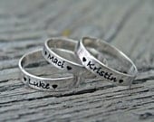 Stacking rings (3) sterling silver your choice of inscription custom personalized engraved Mothers