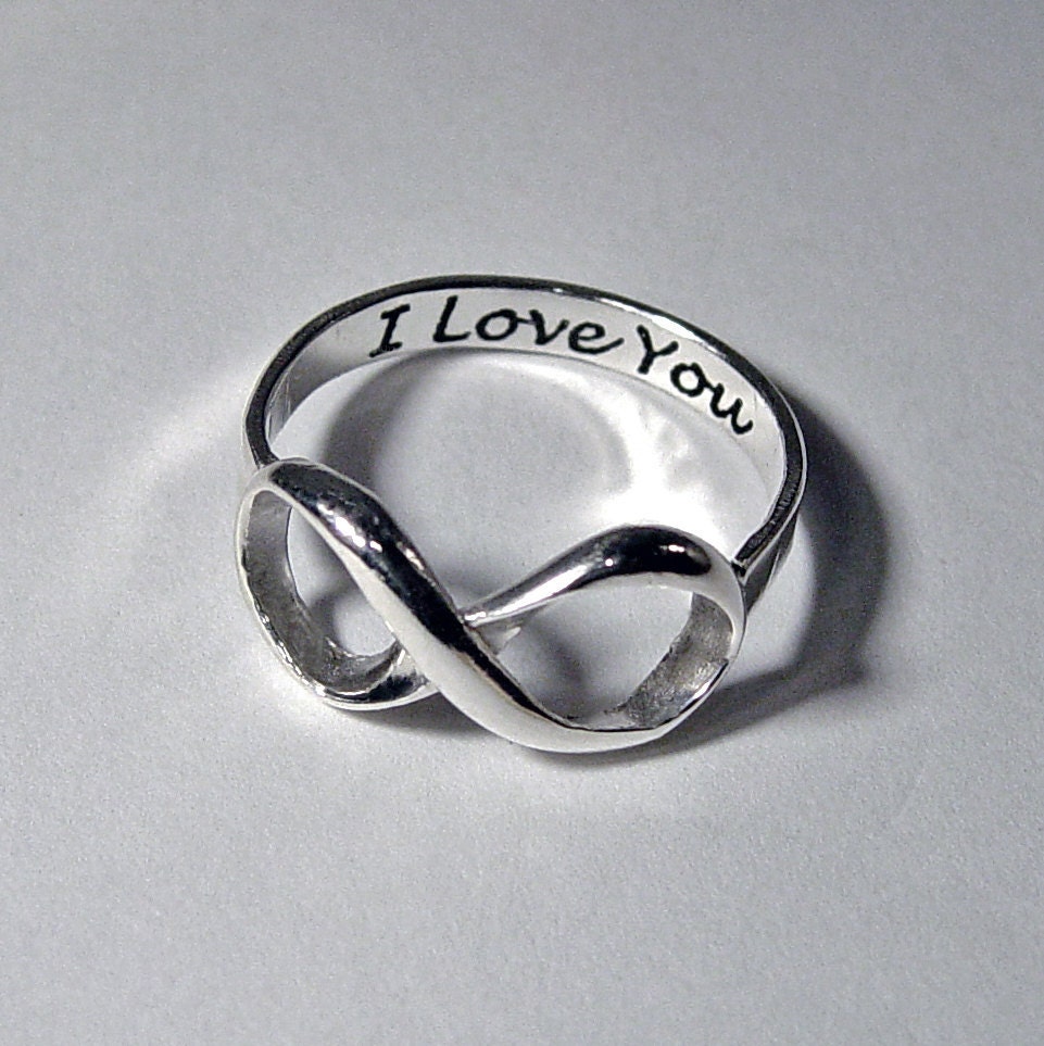 Infinity ring, Best Friend Ring, Sisters Ring, couples ring, custom message  sterling silver engraved I LOVE YOU