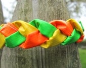 Neon Green, Yellow, and Orange Braided Duct Tape Bracelet