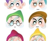 SNOW WHITE Printable MASK Collection. Includes all 10 masks. Photo booth prop. Snow White, Seven Dwarfs, Prince Charming, Evil Queen