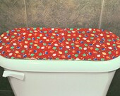 Fall / Christmas Toilet Tank Cover, Quilted, Handmade, Reversible.
