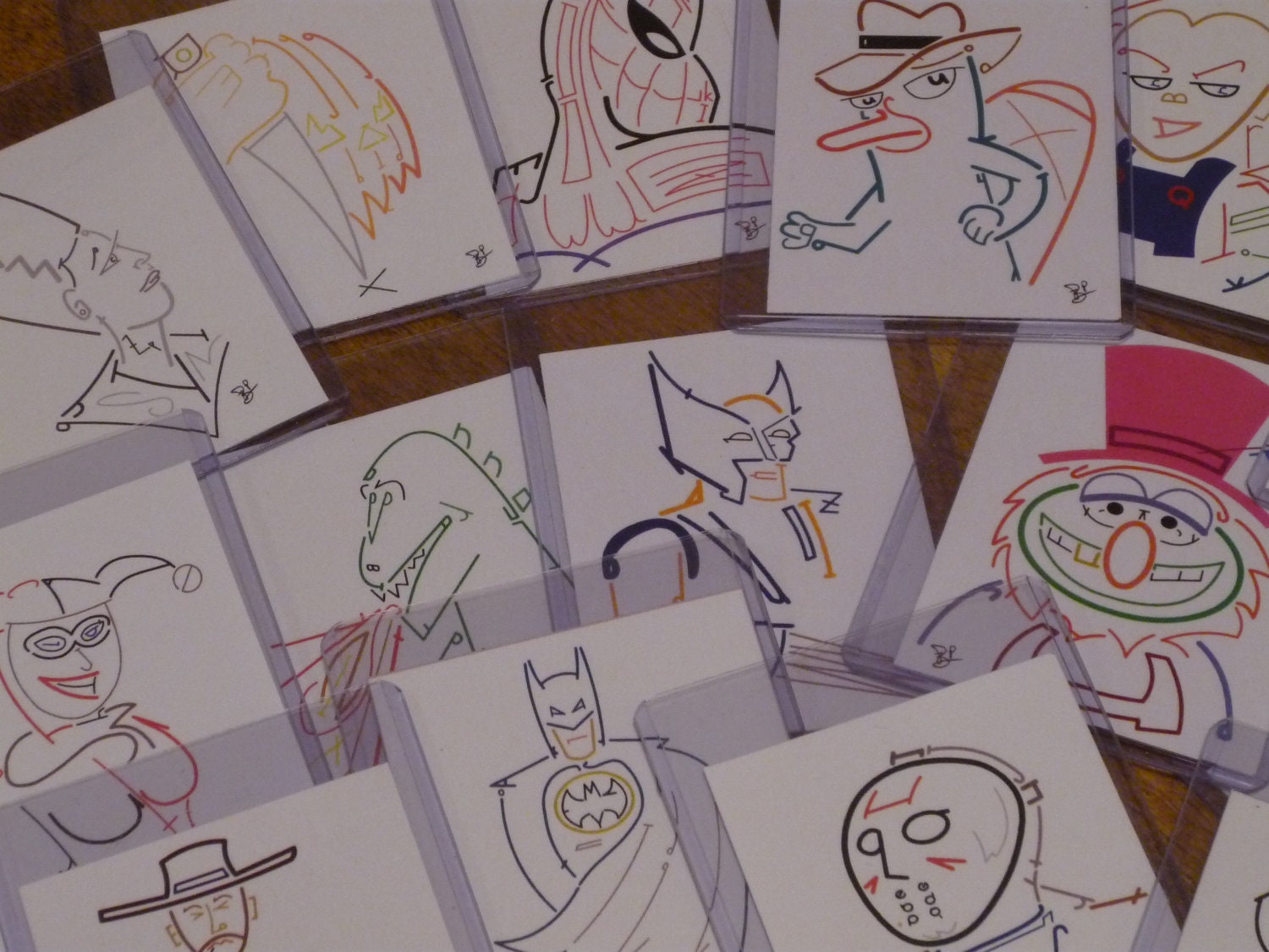 Set of  Five  Alpha-Sketch Trading Cards