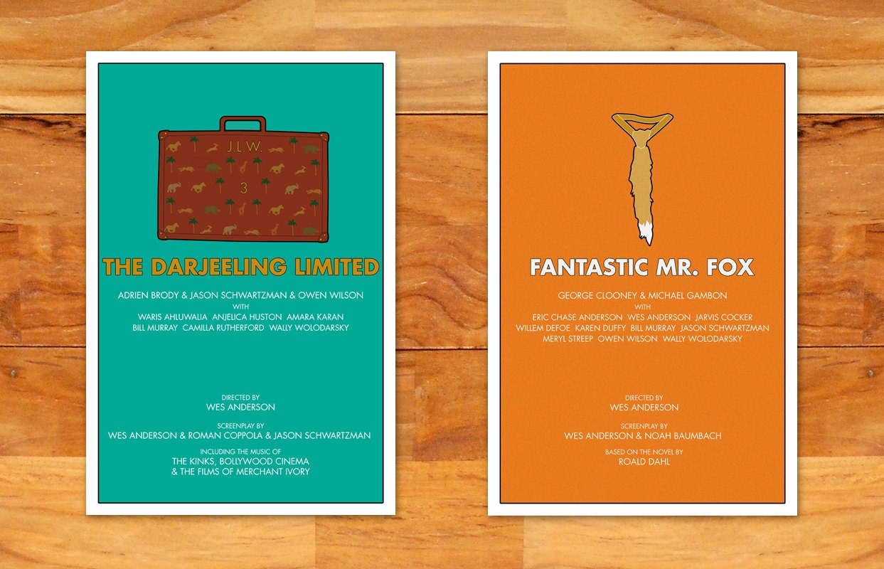 Wes Anderson collection alternative film posters - 12" x 18" (Made to order)