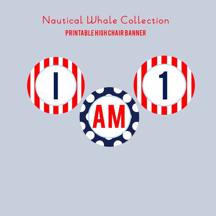 Printable Highchair Banner - NAUTICAL WHALE COLLECTION: Il_570xn