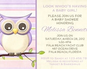 Shabby Lavendar Owl Girl Baby Shower Invitation Printable Custom Invite Il_170x135
