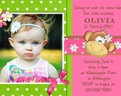 Mod Monkey Girl Birthday Invitation - Printable and Custom Invite