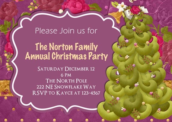 Christmas Holiday Party Invitation Christmas Tree Custom Printable Invite Il_570xn