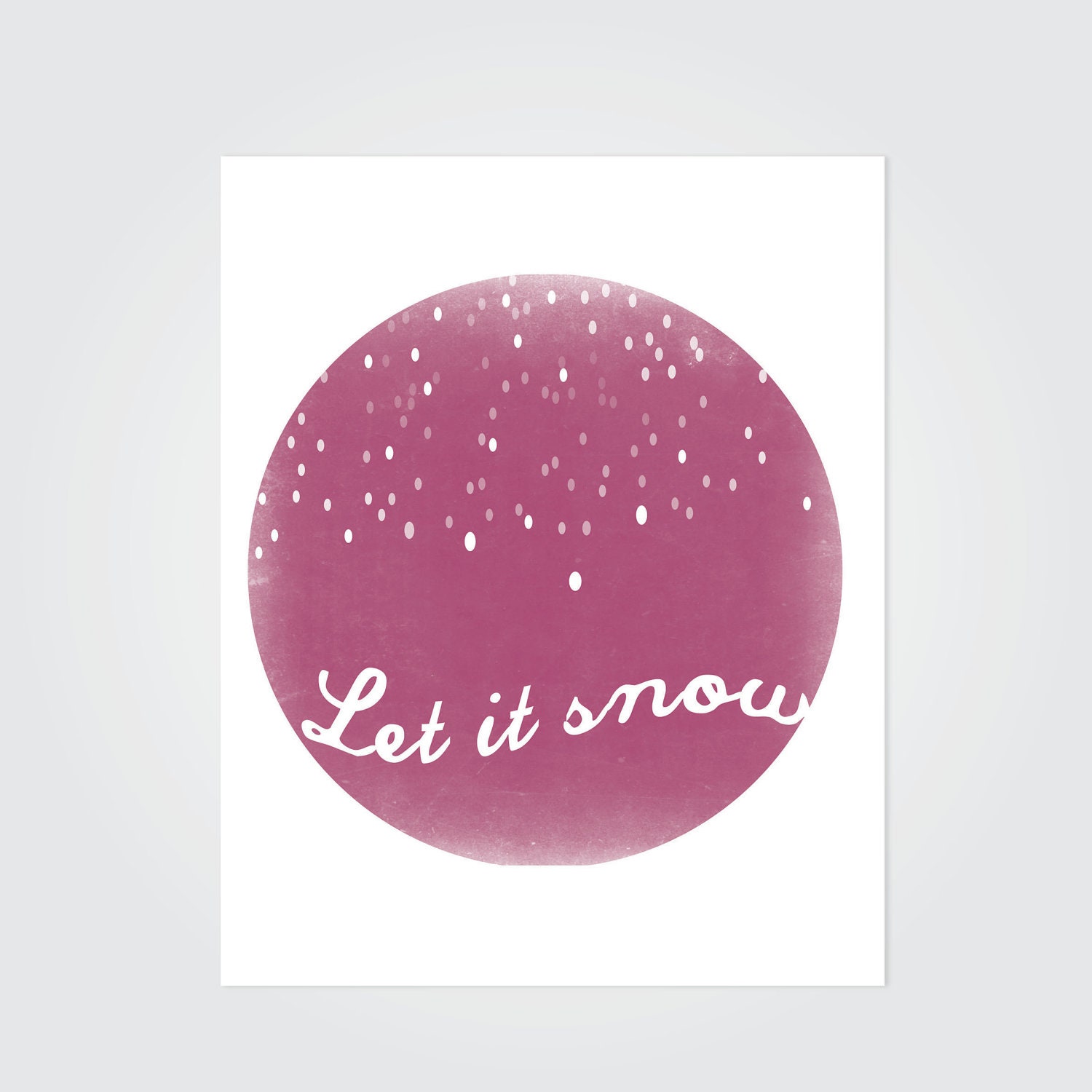 Modern Cottage Wall Art, Let It Snow Holiday Home Decor Cottage Decor 11x14 Modern Winter Wall Art, Aubergine, eggplant, purple