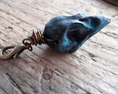 Bird Skull Charm in Blue Patina,Bird Skull,Bird Skull Replica