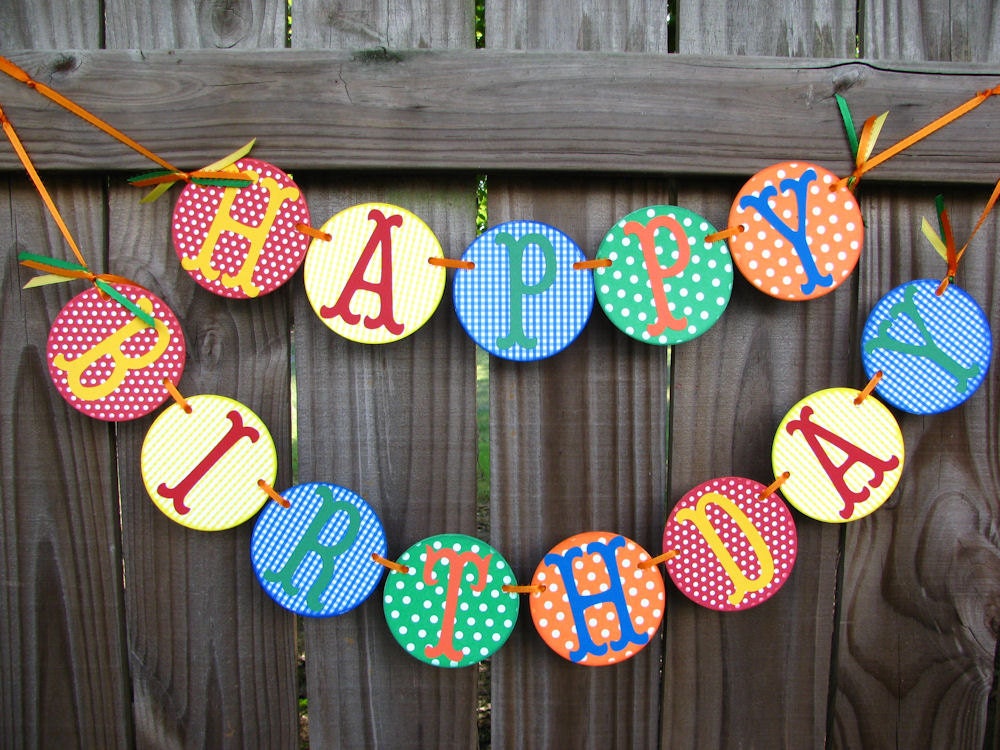 Happy Birthday Banner Colorful Rainbow Kids Party Photo Prop