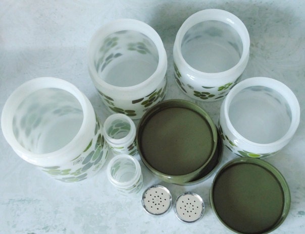 Anchor Hocking Pop Art Glass Canister Set - Retro Glass Canisters - Retro Kitchen Canisters - Glass Retro Canisters