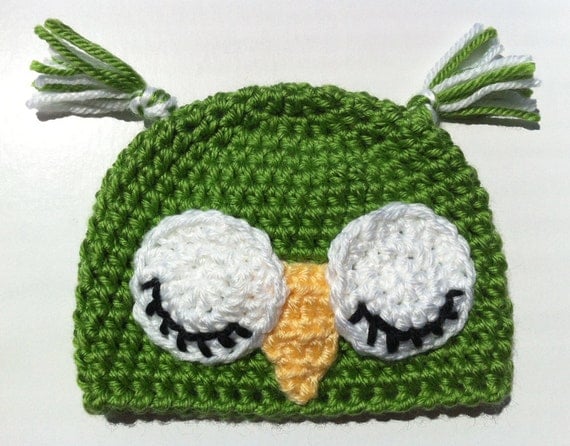 Sleeping Baby Bird Hat - Green Baby Chick Hat