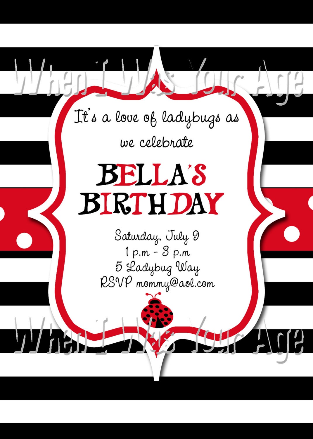 Ladybug Birthday Party Invitation Il_570xn