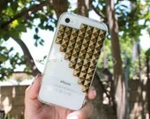 FREE Shipping US -- Brass Studs Black iPhone 4 4S Clear Slider Studded Phone Case AT&T Verizon Sprint