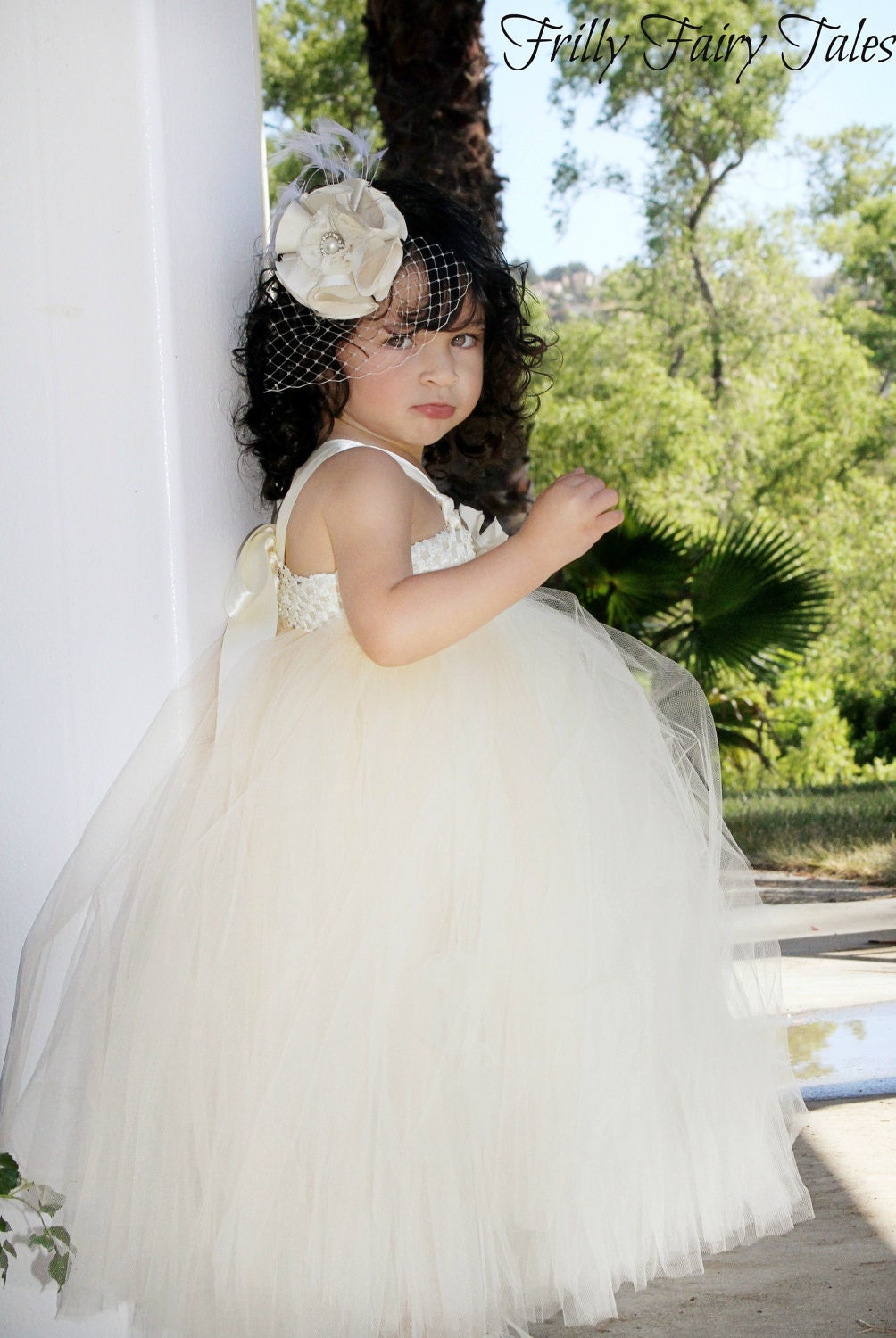 Ivory & Champagne Flower Girl Dress