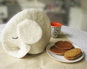 ooak Felt teapot cozy white elephant Ratri, natural wool, off white , rustic home, rustic home decor