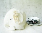 OOAK handfelted teapot cozy soft wool, cream and ivory,elephant , minimalistic, rustic home decor