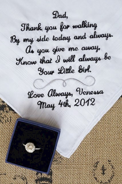 Gift for Father of the Bride Custom Embroidered Wedding Handkerchief