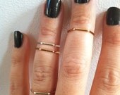 Set of 3 Hexagon Layering Mid Knuckle Rings-  Any Sizes- Yellow Gold Filled, Pink Gold Filled, or Sterling Silver