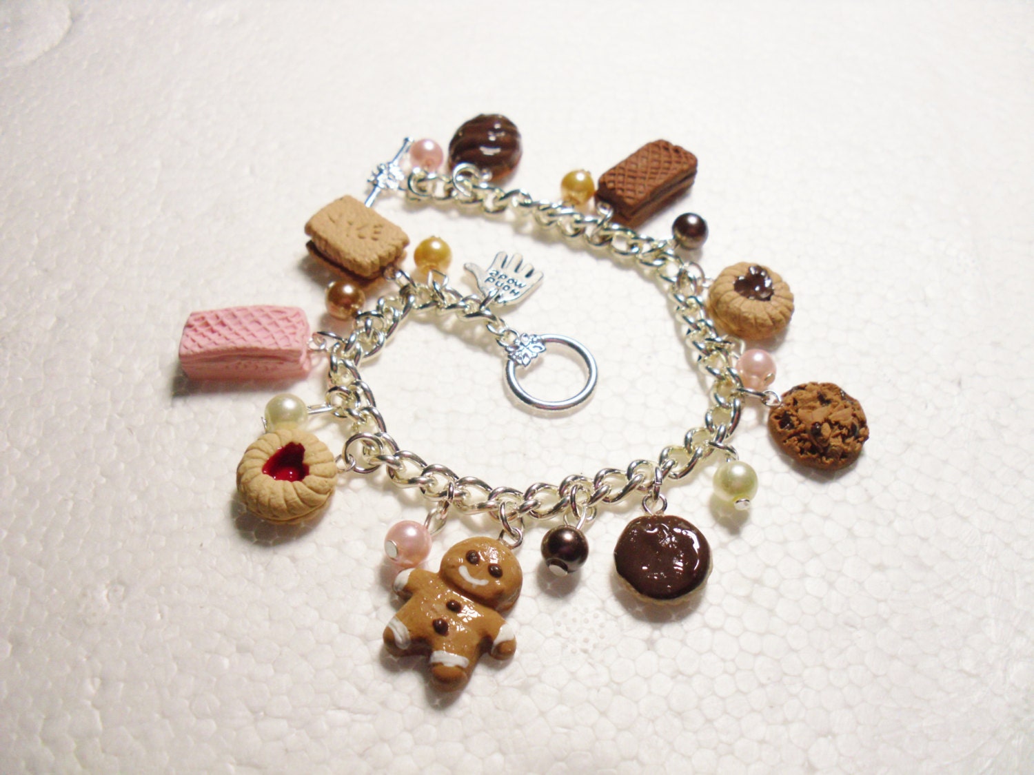 Cookie Charm Bracelet.  Polymer clay.