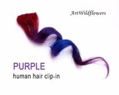 Clip in Human Hair Highlight Extension  - Deep Purple Shades