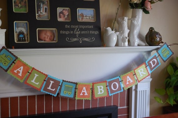 All Aboard Banner, Train Theme, Train Birthday Party,Train Birthday, Choo Choo, Fall Colors Il_570xn