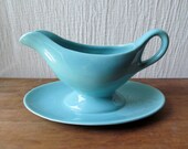 Franciscan Ware Turquoise El Patio Gravy Boat with Underplate
