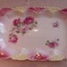Vintage Hand Painted Dish Rectangular Shape Pink Roses Gold Edging Unmarked Dresser Tray TREASURY ITEM