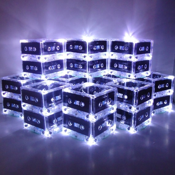 MixTape Cassette Tape Lighted Wedding Table Centerpieces (Set of 10) for music themed wedding