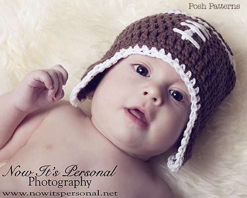 Crochet Hat PATTERN - Baby Football Earflap Hat Crochet Pattern - Instant Download PDF 114 - Newborn to Adult - Photography Prop Pattern