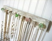 Wall Mounted Jewelry Organizer--Pinks and Greens