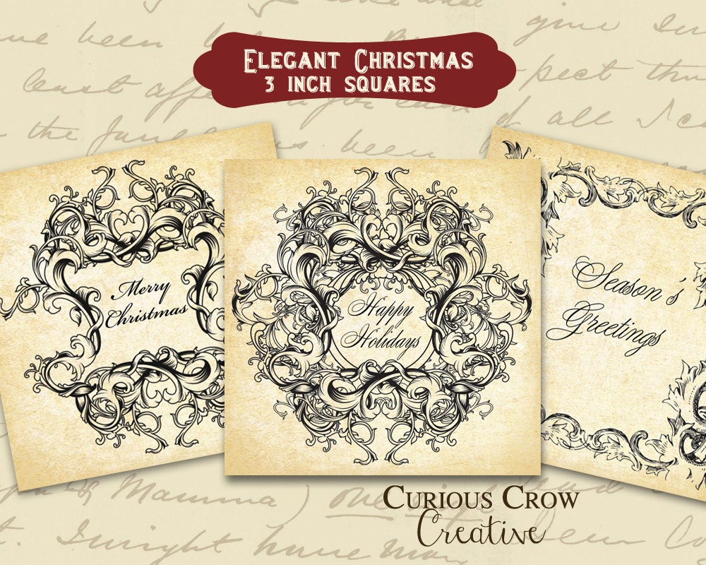 Elegant Printable Christmas Gift Tags | elegant christmas gift tags digital collage by Elegant Printable Christmas Gift Tags | elegant christmas gift tags digital collage by