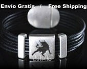 Men Jewelry - Wrap - Bull - Taurus - Celtic - Leather Bracelet -  Silver color - Magnetic clasp - Personalized bracelets - Gift - Unisex